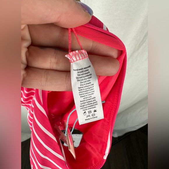 Sea Level Swim Coral & White Stripe Chamarel Band Bikini Bottom Size 12 NWT - Picture 10 of 13